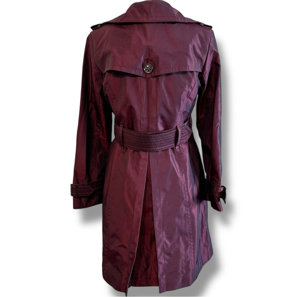 Petite London Fog Burgundy Trench Coat - Picture 4 of 6